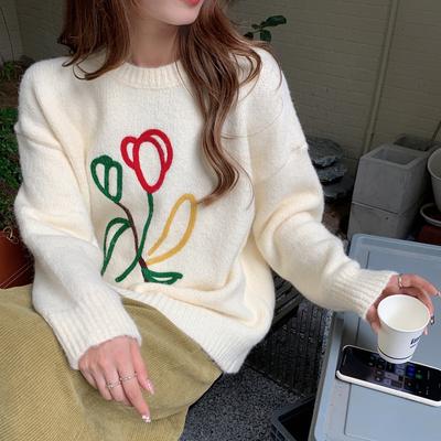 Japan Retro Pullover Frauen Herbst Winter Neue Koreanische Frische Lose Oberbekleidung O Hals Warme Dicke Jumper Gestrickte Pullover Tops