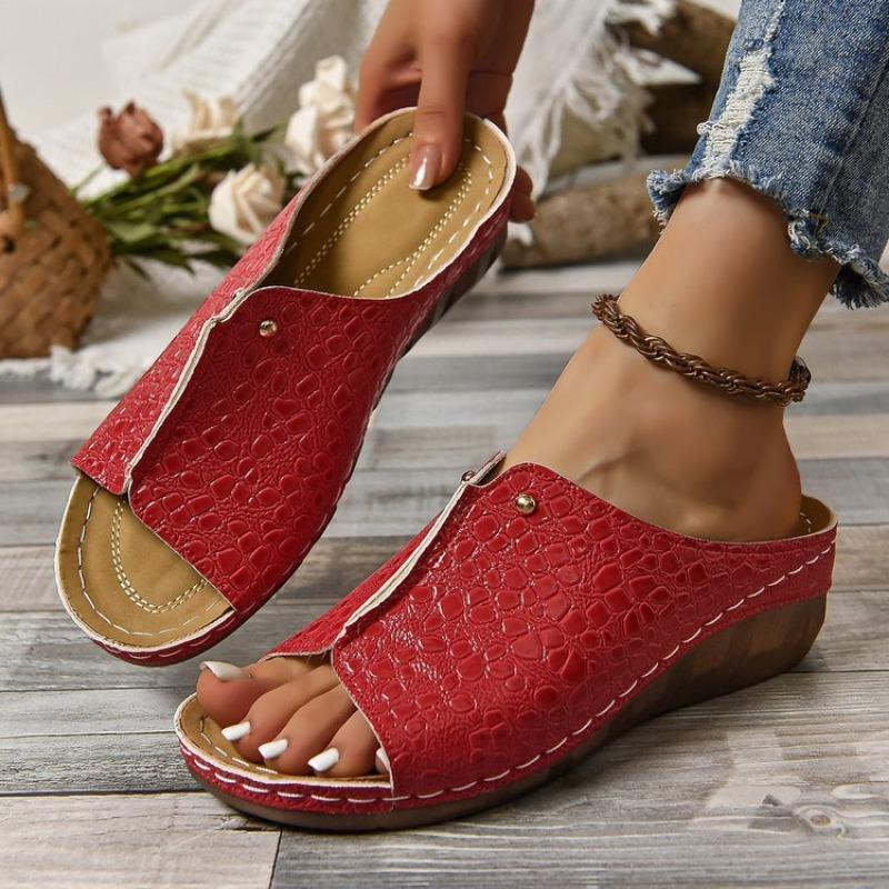 Summer Large-sized Sandals, Thick-soled Shoes Fish-mouth Sewn Women's Slippers