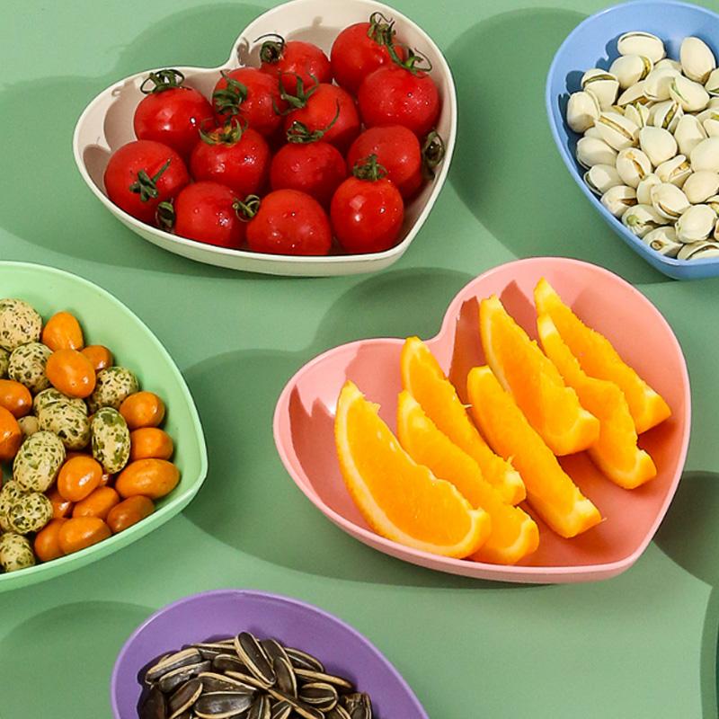 10pcs/set Heart Shaped Home Spit Bone Plate Dinner Plate Creative Snack  Fruit Plate