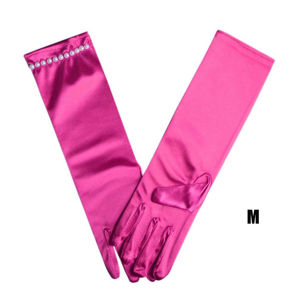 1Pair Children Long Gloves Princess Dance Performance Stage Gloves Satin Sequins Bow Glove Solid Full Finger Mittens Accessories