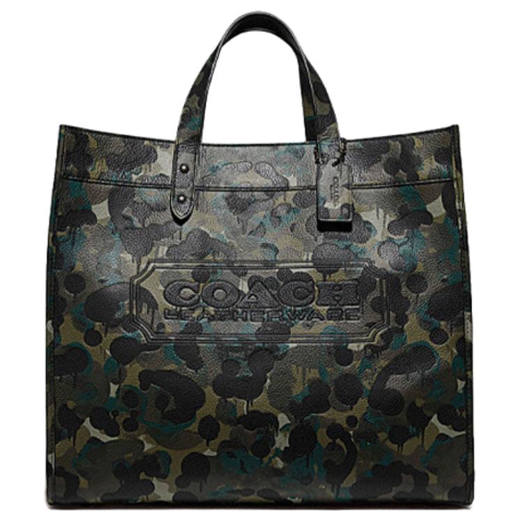 New COACH FieldTote Leather Tote Laptop Bag Tubas Men's Camouflage C5308-MWSZO