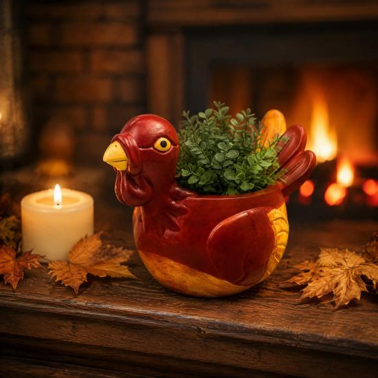 Truthahn-Ornamente für Thanksgiving Handbemaltes Harz-Ornament Thanksgiving, Herbsternte Schreibtischaufbewahrung Feierliche Party Tischdekorationen Organizer,