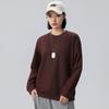 Trendy Heavyweight Drop Shoulder Cotton Pullover Women's Loose Long Sleeve Solid Sweatshirt