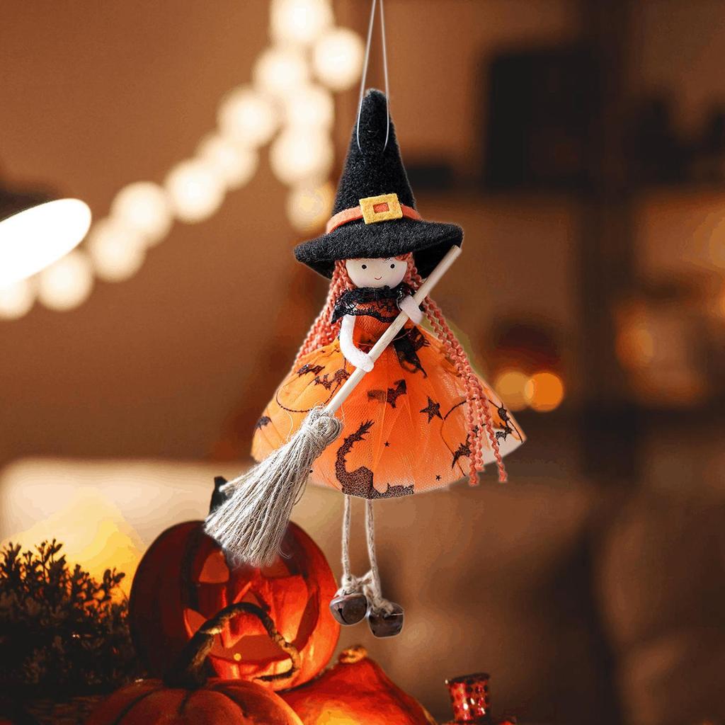 Witch Doll for Good Luck Halloween Pendant Collectible Figurine Hanging Ornaments for Kitchen Haunted House Outdoor