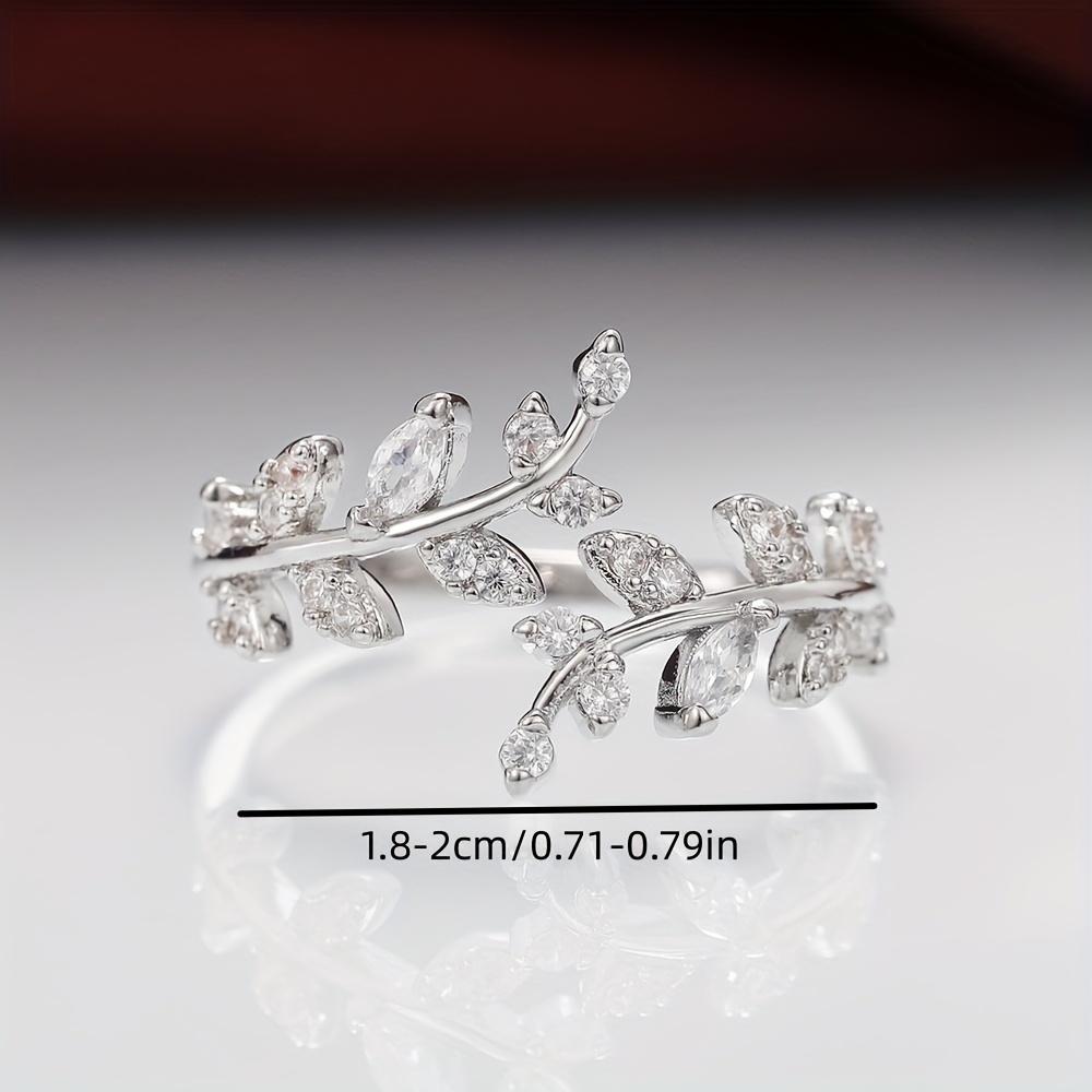 Elegant Women's Personalized Ring, Exquisite Leaf Appearance Design, Inlaid with Shiny Synthetic Zircon
