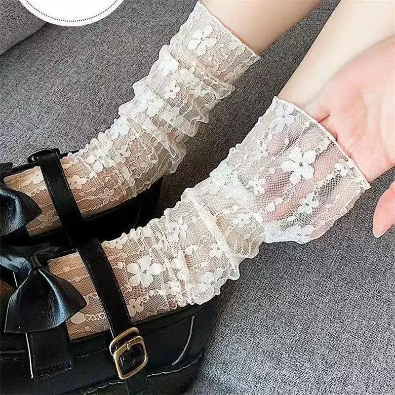 

Мягкие женские носки Харадзюку, дышащие прозрачные носки с цветочным кружевом, милые сетчатые носки-сеточка, мягкие забавные носки, чулочно-носочные изделия, носки size eur 31-42 белый