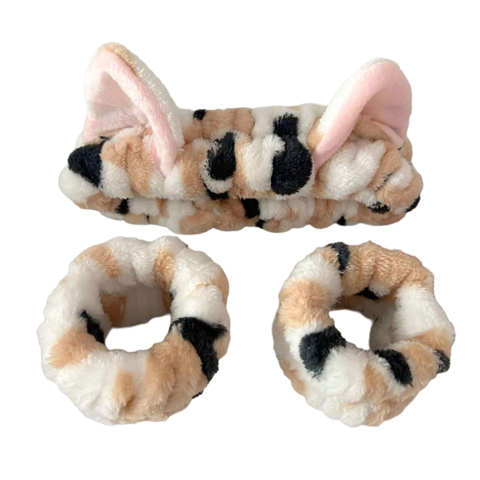 

Популярная пушистая плюшевая повязка на голову и напульсник для умывания для ежедневного использования женщинами, для умывания лица, нанесения макияжа, масок, головной убор 2