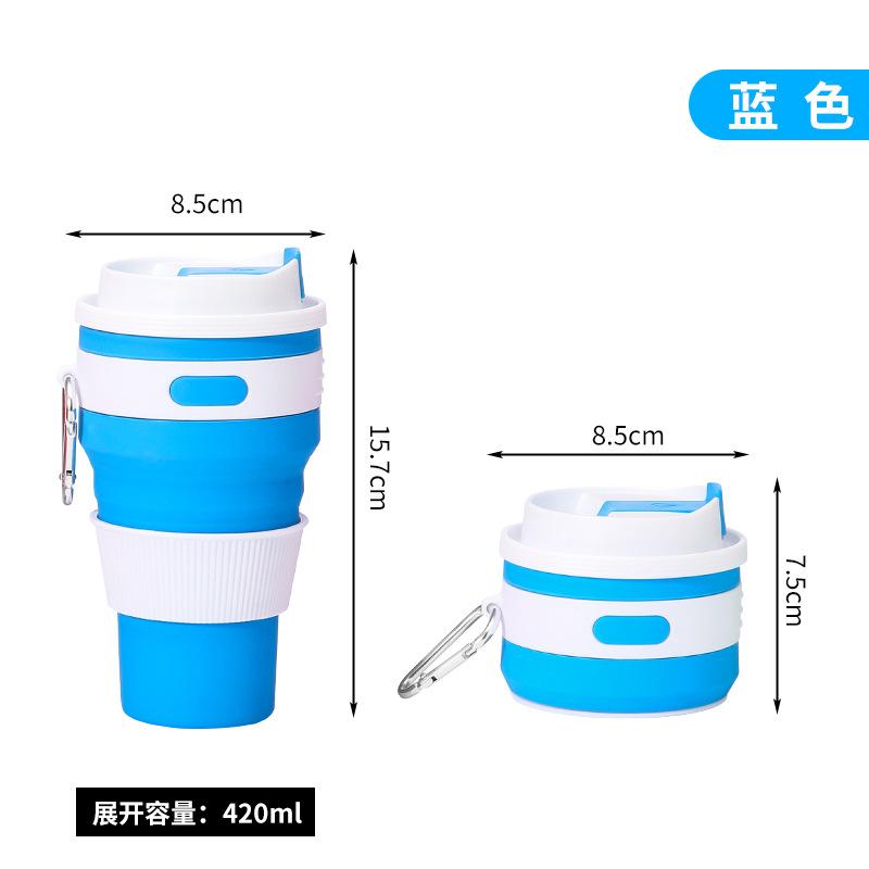 Outdoor Foldable Portable Silicone Coffee Cup, Drop-resistant Food-grade Environmentally Friendly Beverage Cup, Silicone Water Cup with Lid