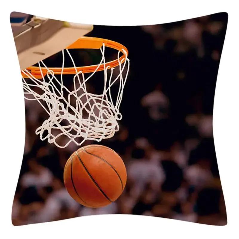 Sports Rugby Football Basketball Throw Pillow Cover With Short Plush Print For Living Room Sofa Decoration Cushion Cover