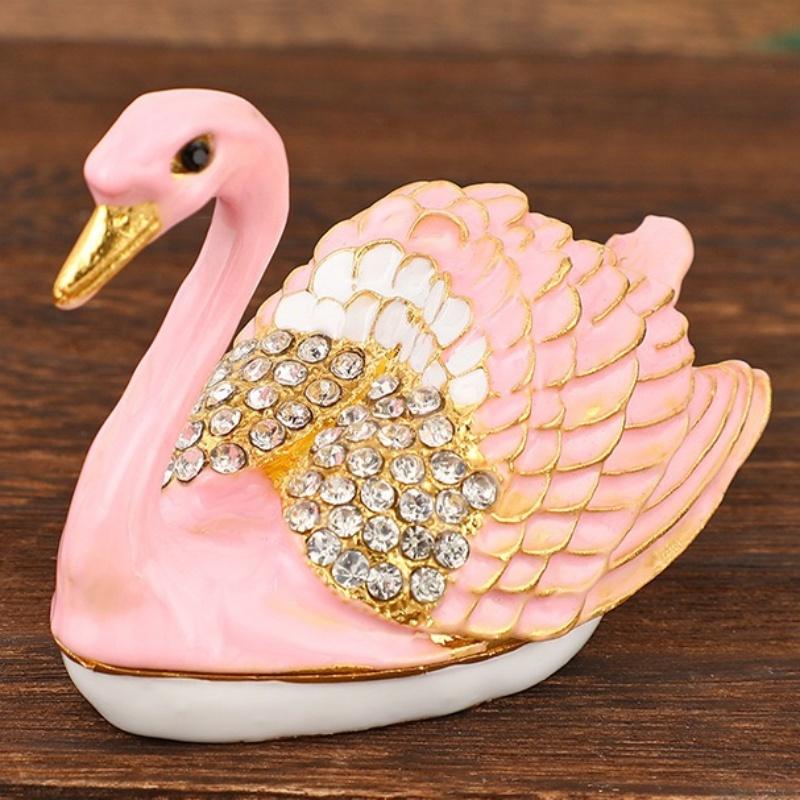 Swan Mini Jewelry Storage Box Inlaid Gem Organizer Enameled Exquisite Earrings Ring Holder Storage Jar Unique Festival Gift