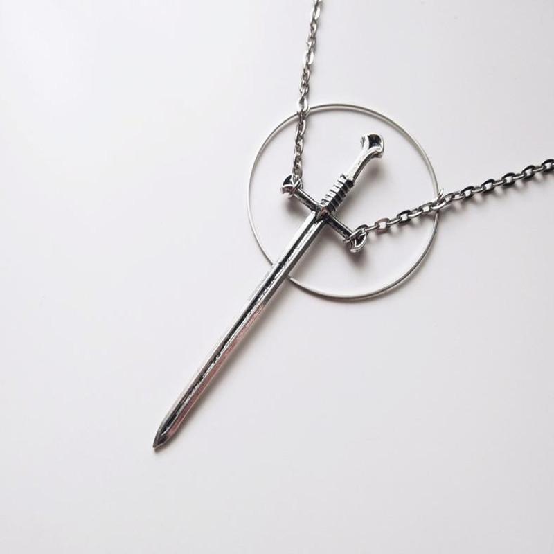 Creative Dagger Cross Necklace: Retro European & American Alloy Pendant Jewelry