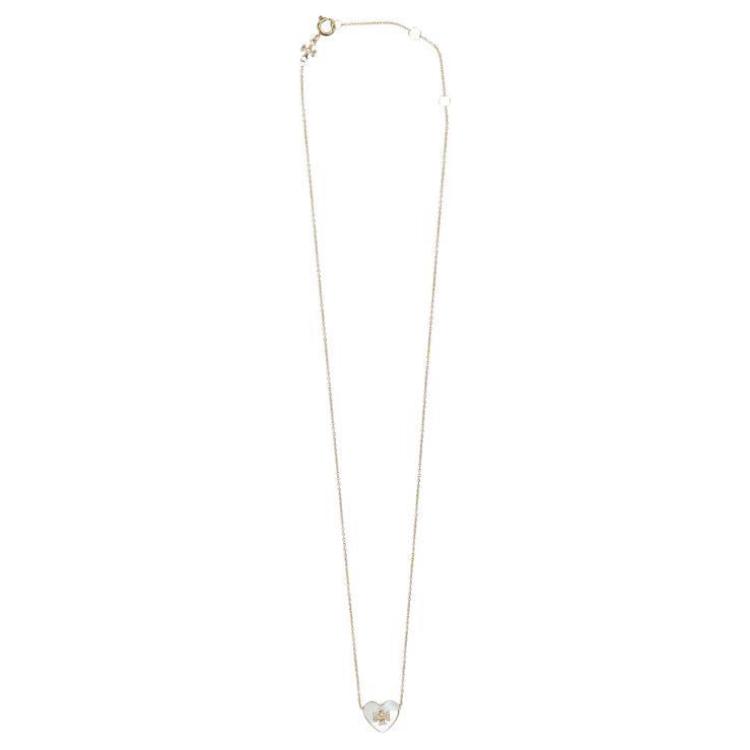 Tory Burch Heart Design Brass Mother Of Pearl Necklace Women necklace Gold POIZON1119356 F,Gold