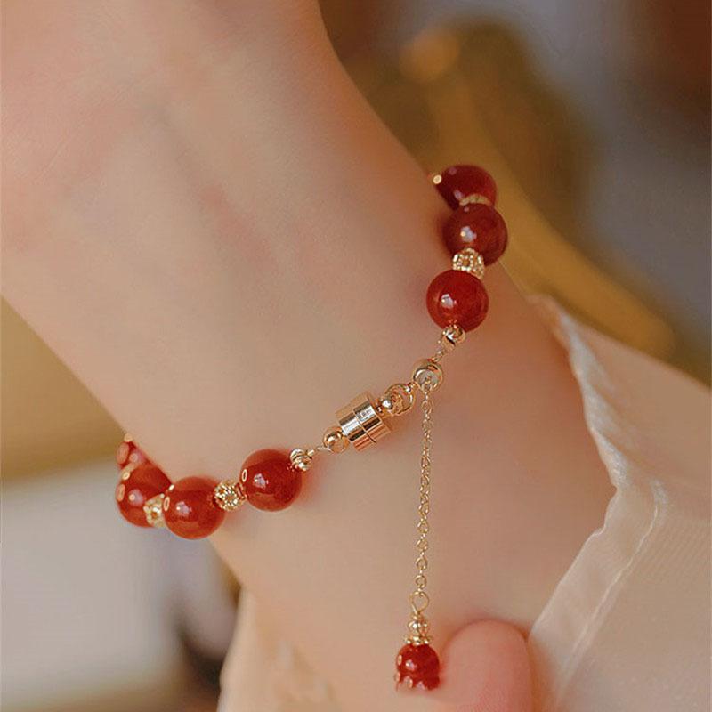 How Many Dreams? Natural Red Agate Bracelet with Bell Pendant, Niche Jewelry for Women, a Gift for One's Zodiac Sign