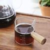 75ml/210ml Glass Measuring Cup with Wood Handle Espresso Measuring Cup Single/Double Mouth Milk Coffee Clear Mug Coffee Supplies