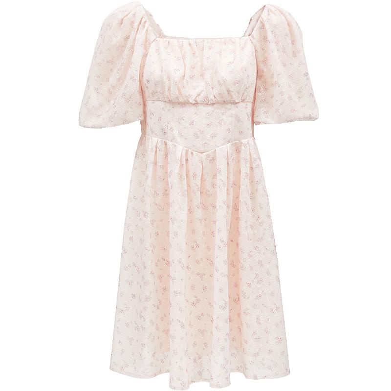 

VEROMODA Floral Lace Puff Sleeve A-line Midi Dress M