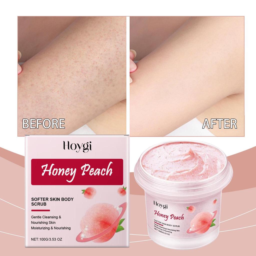 Honey Peach Softer Skin Body Scrub Gentle Exfoliating Cleanser Brightening Deep Cleaning Moisturizing Shiny Smooth Body Scrub