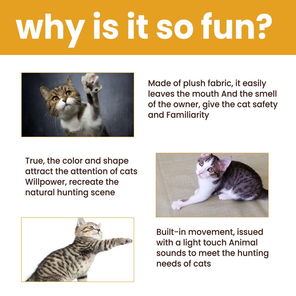 Simulationsmaus-Spielzeug für die Innenkatze, Katzenspielzeug mit quietschendem Ton, Pull&Back-Bewegungssimulations-Spielzeug in Mausform für den Innenbereich