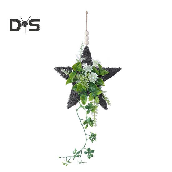 

Искусственный венок из зелени, имитация зеленых растений, украшение из искусственной листвы, весеннее украшение для декора стены входной двери дома Star