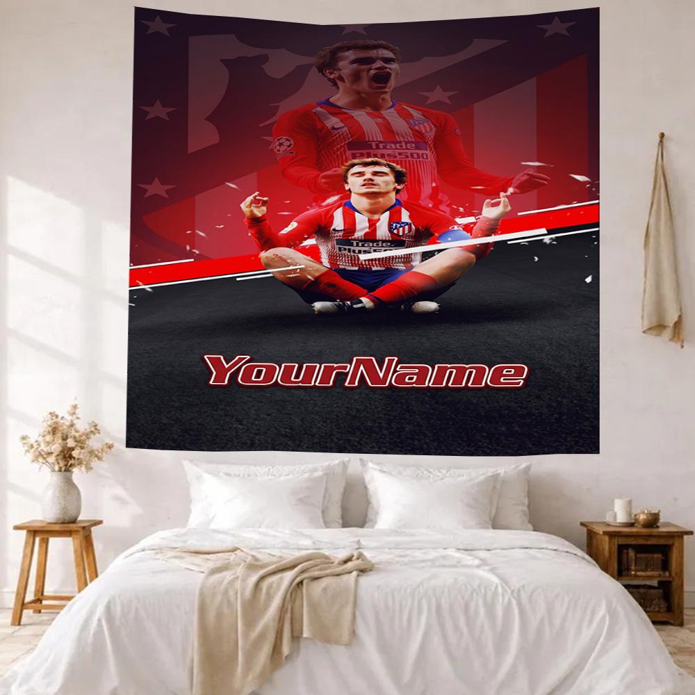 Atletico Madrid Benutzerdefinierte Wanddekoration mit Ihrem Namen Wandteppich Kunst Für Haustiermemorial Geburtstag Hochzeitsfeier Hintergrund Familien Geschenk