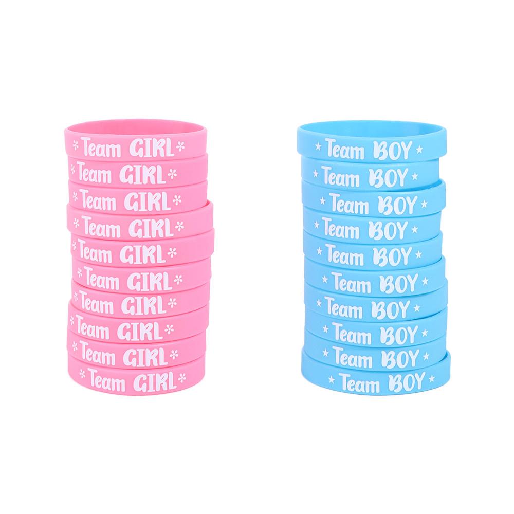 20pcs Durable Boy or Girl Gender Reveal Bracelets Team Boy Girl Wristband  Baby Shower Decoration