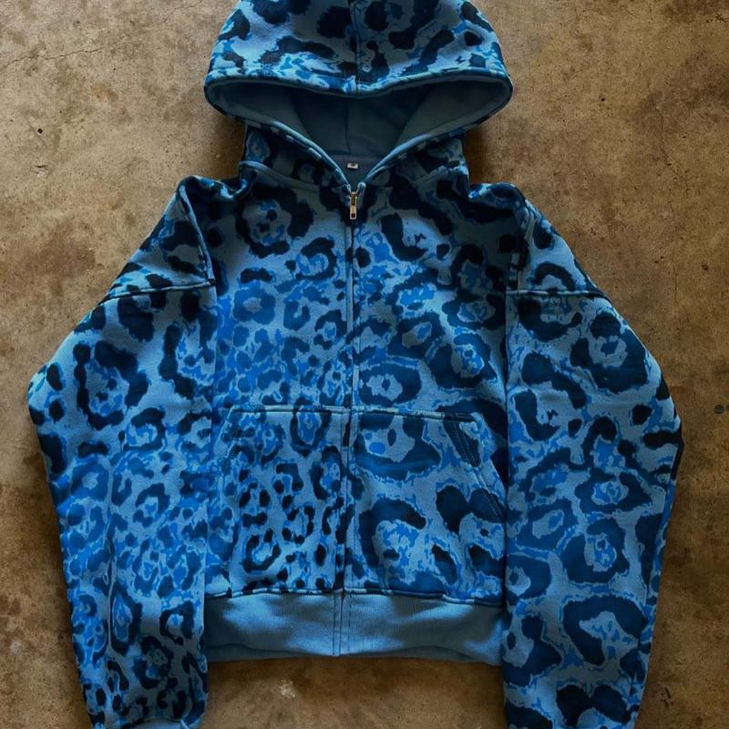 European and American Autumn and Winter Loose Casual Hip-hop Hooded Cardigan Top