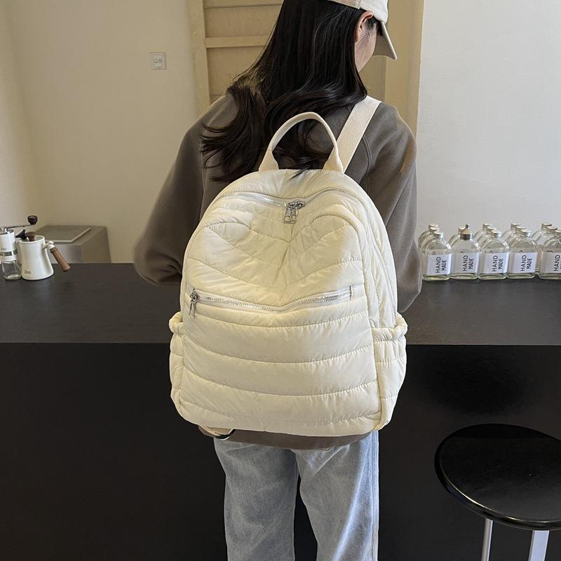 Schoolbag Cotton Clothes Backpack 1011 New Simple and Fashionable Mommy Bag Korean Version Embroidery Thread Large-capacity Casual Women's Bag