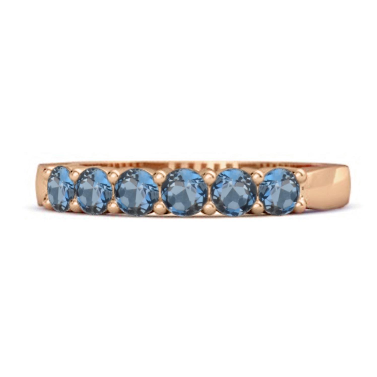 London Blue Topaz Half Eternity Band Ring - 925 Sterling Silver Rose Gold Vermeil 7 ярко-розовый
