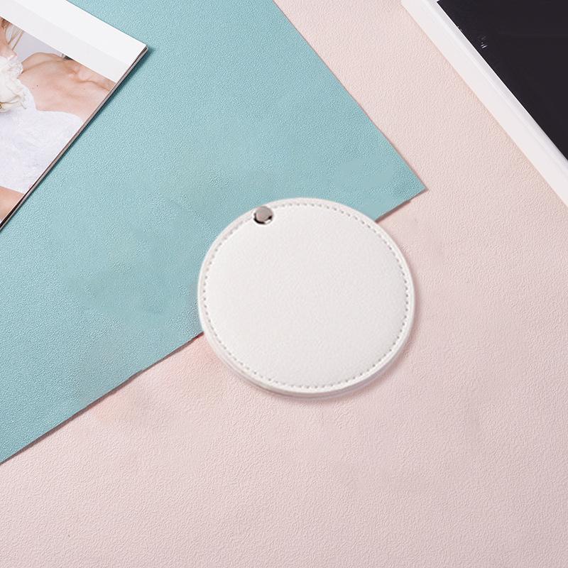 

PU Leather Ultra-thin Round Makeup Mirror Stainless Steel Double-sided Cosmetic Mirror Folding Pocket Compact Mirror For Travel білий
