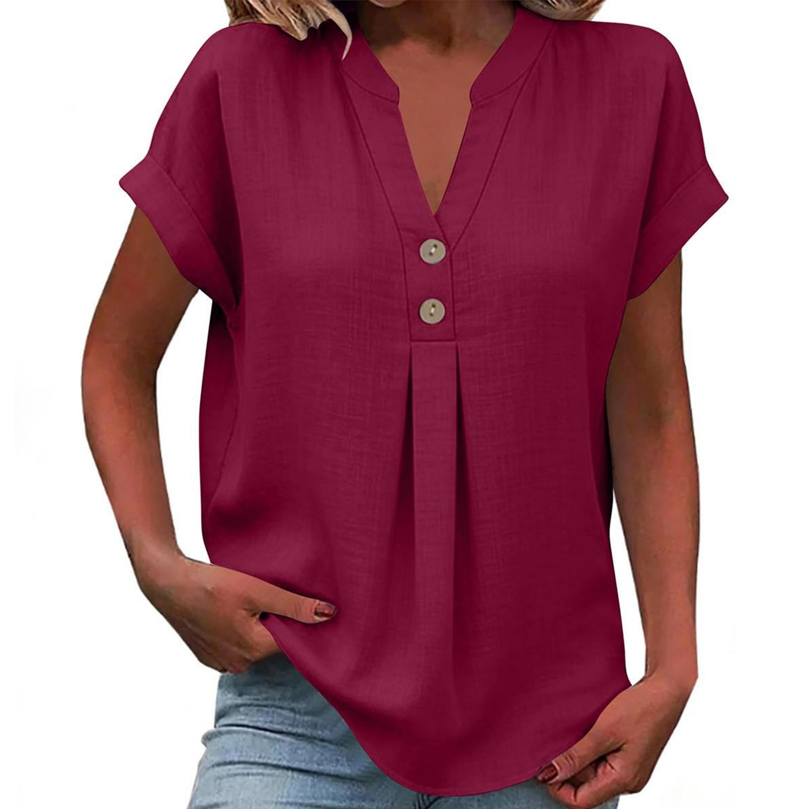 Women s Fashionable Casual -colored Top XL винный