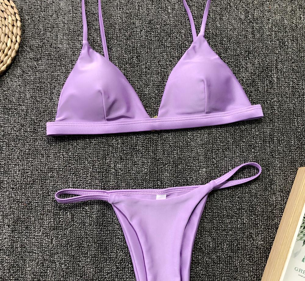 European & American Split Solid Color Bikini - New 2017 Style.