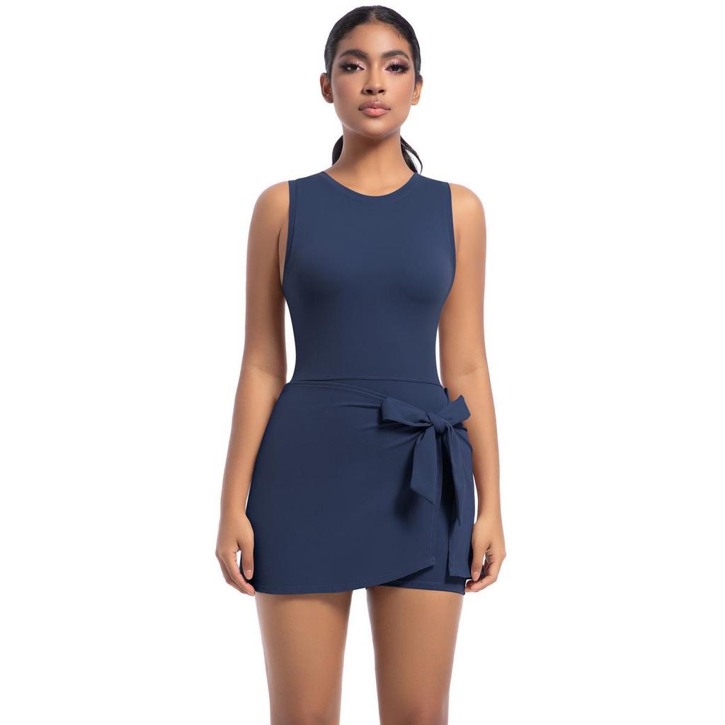 Women's Breathable Tennis Skirt Unitard - Integrated Yoga, Fitness, and Golf Dress