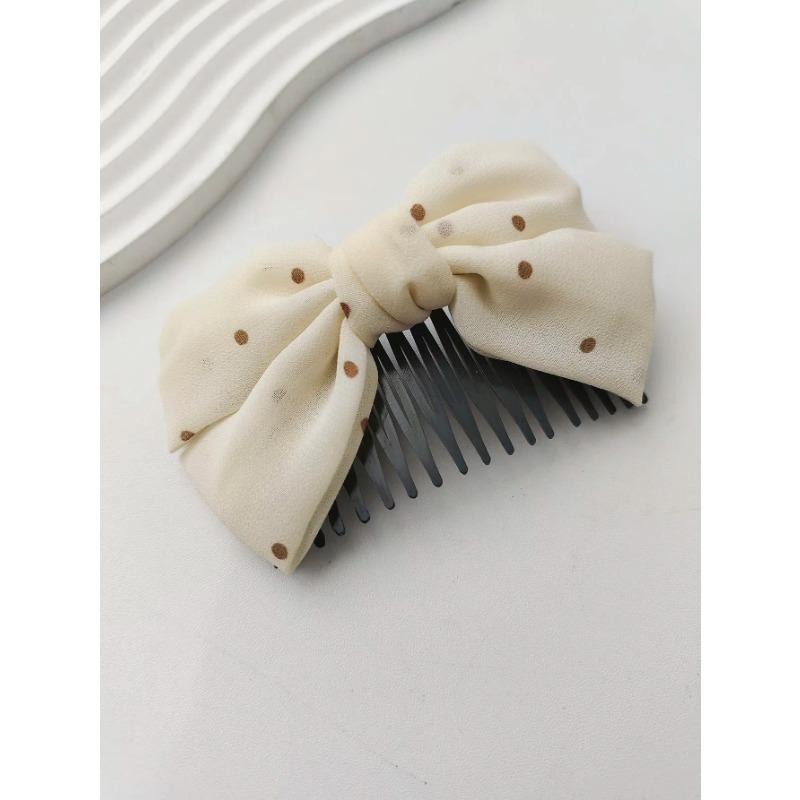 1 Pcs Ladies' fairy Style Polka Dot Bow Hair Accessories Bangs And A Hair Comb Suitable For Daily Use As A Gift