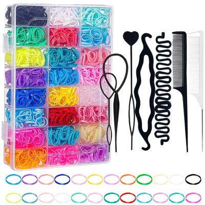 2400PCS Mini Rubber Bands for Hair Bold Hair Ties For Women Girls Ponytail Holders,Colorful Hair Accessories Hair Styling Tools