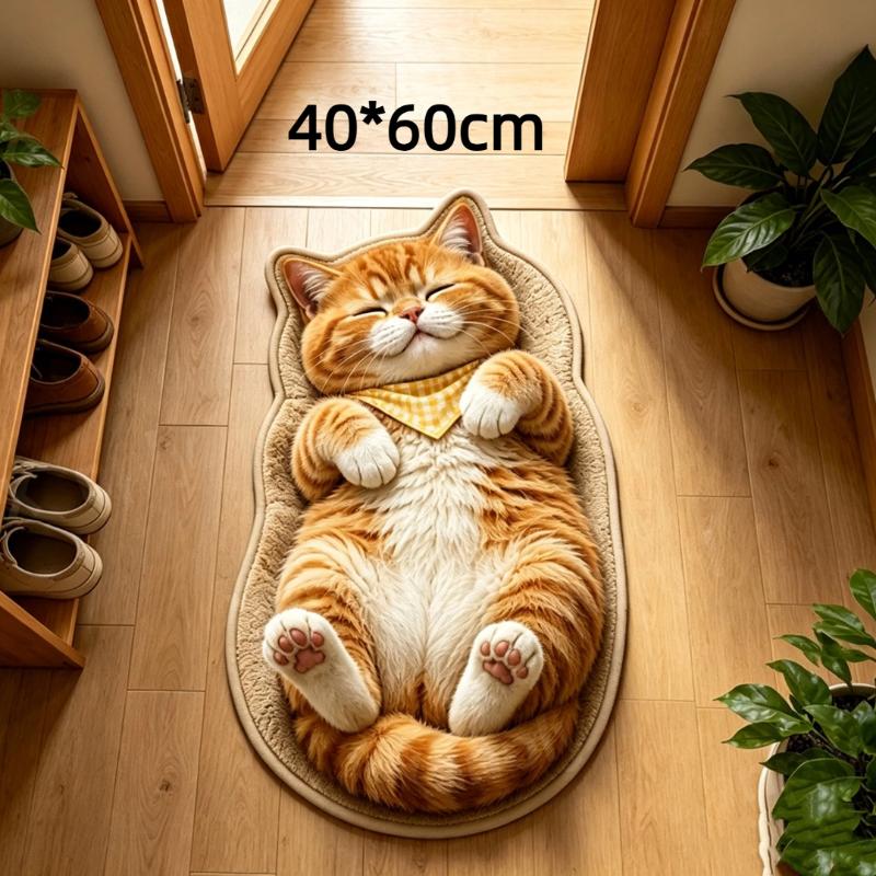 Imitation Cashmere Cat Floor Mat Thickened Water Absorbent Non-Slip Soft Rug for Bathroom Bedroom Front Door Decor