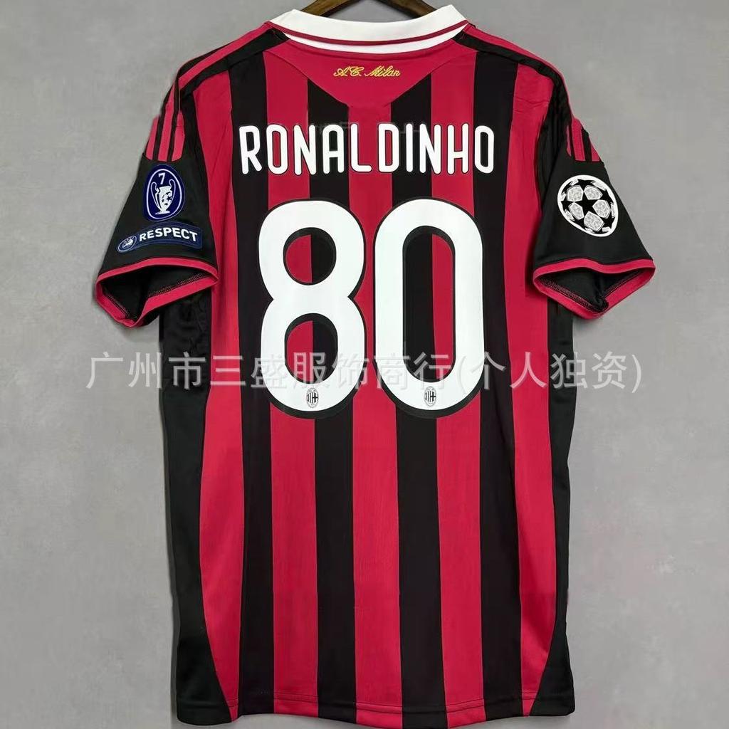 Wholesale sports outdoor retro series AC Milan jersey No. 22 Kaka No. 80 Ronaldinho same football jersey short sleeves