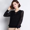 Casual Knitted Sweater for Women Thin and Cut-out Pullover Stylish and Loose Casual V-neck Sweater