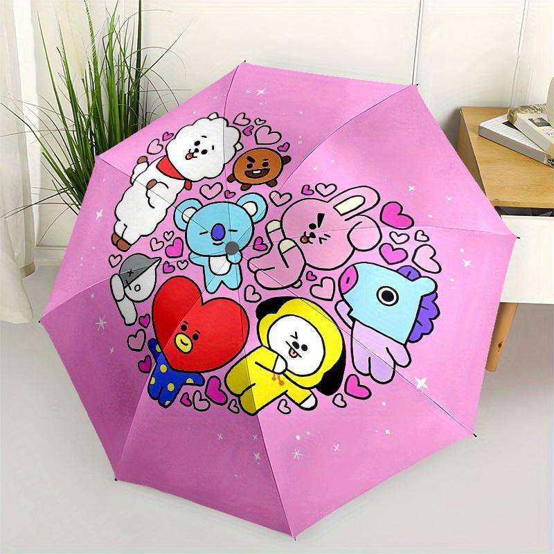 

1pc BT21 Characters Heart Circle Umbrella with Plastic Handle,Suitable for All Seasons Home Travel Outdoor UmbrellaM1168