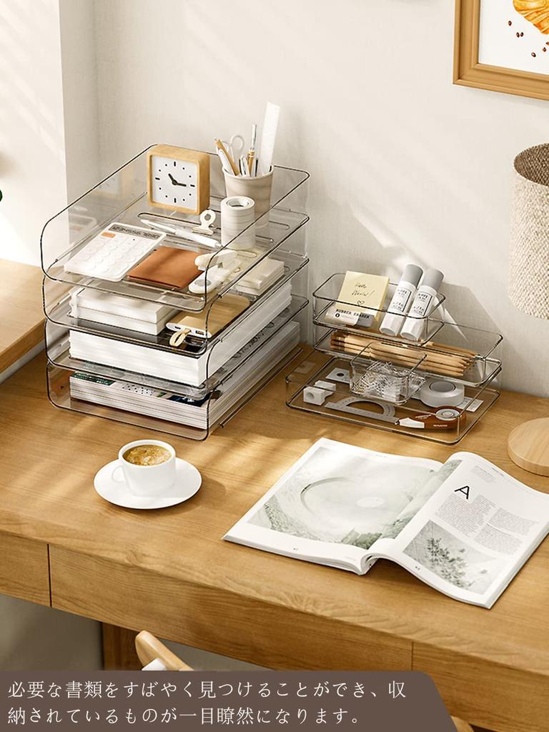 YFS 4 Tier Letter Tray Compatible with Desk Document Letter Tabletop Tabletop 4 Tier Organizing Small Drawer Letter Office File White Vertical 4 Tiers