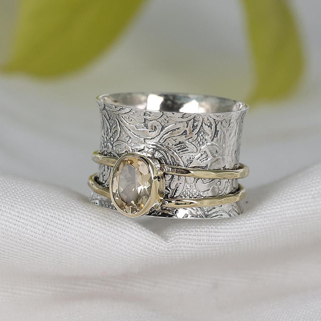 Meditation Spinner Ring, Silver Jewelry, Anxiety Ring, Fidget Ring, Birthstone Jewelry