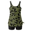 Damen Vintage Blumenprint Geteilter Badeanzug Sport Badeanzug