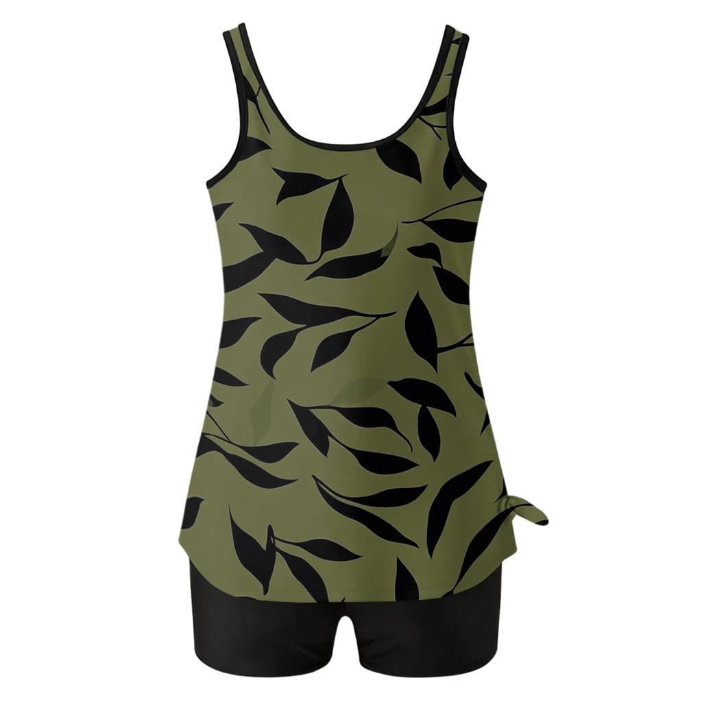 Damen Vintage Blumenprint Geteilter Badeanzug Sport Badeanzug