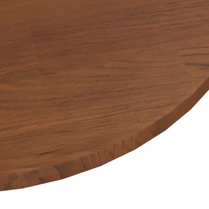 342967 vidaXL Dessus de table rond Marron foncé Ø50x1,5cm Chêne massif traité
