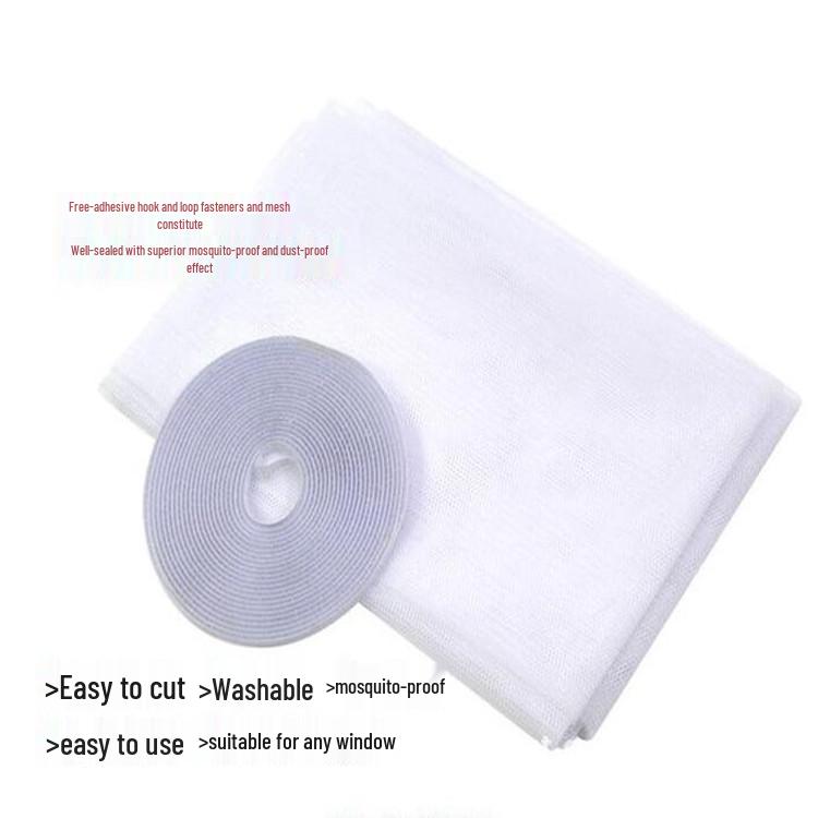 DIY No-Drill Self-Adhesive Invisible Mosquito Net Window Screen with Velcro, 1.3x1.5m