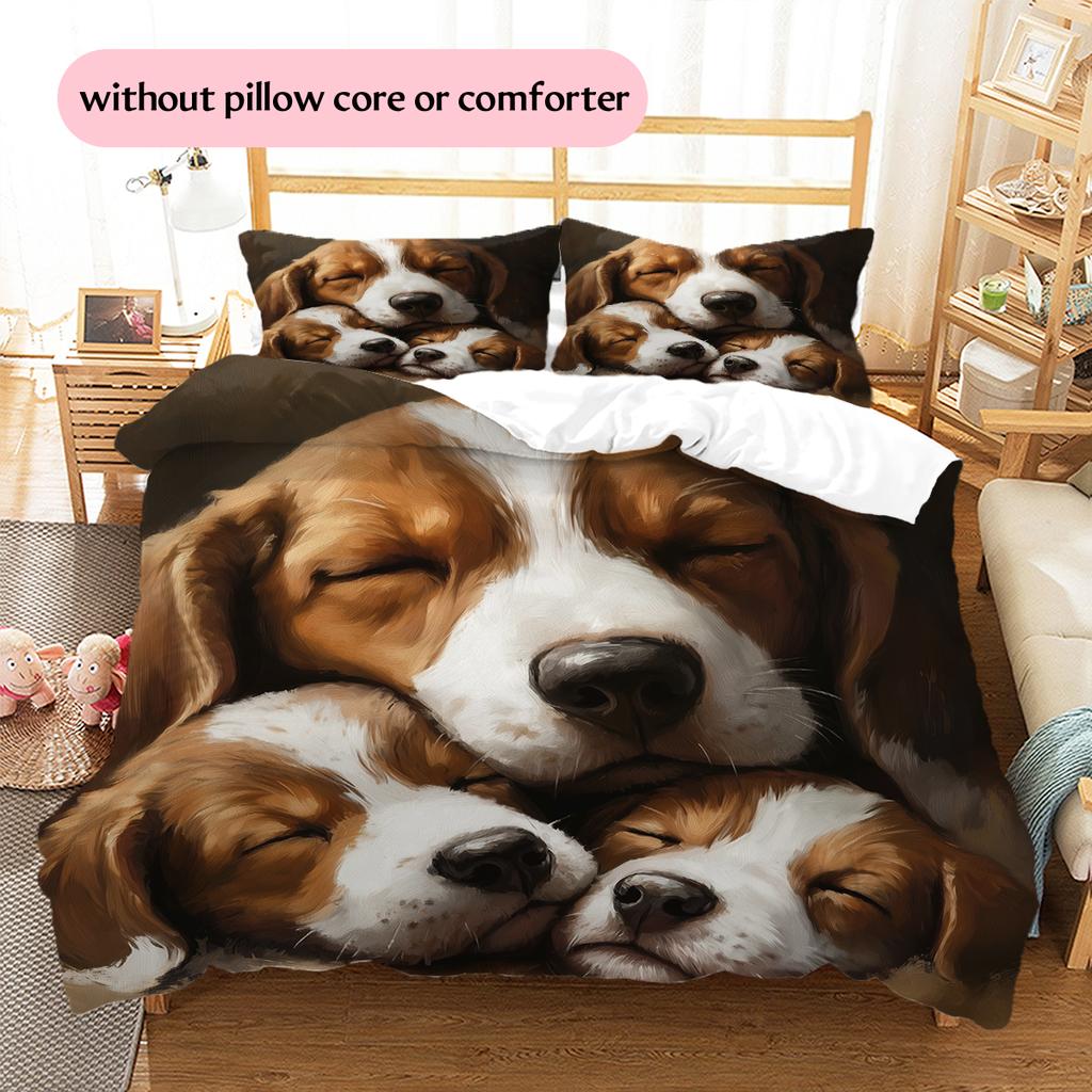 Beagle Pattern Bedding Home Decoration Birthday Gift (1 * Duvet Cover + 2 * Pillowcase, Without Core)