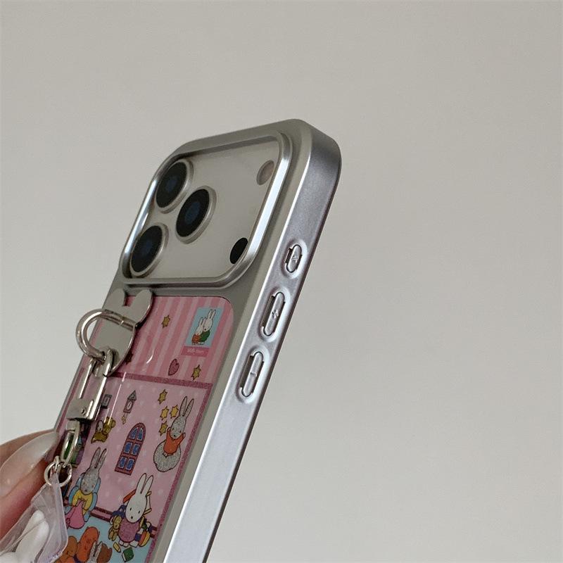Pink Striped Rabbit Family iPhone Case for 14/15/16 Pro Max/17 - New Style for Girls