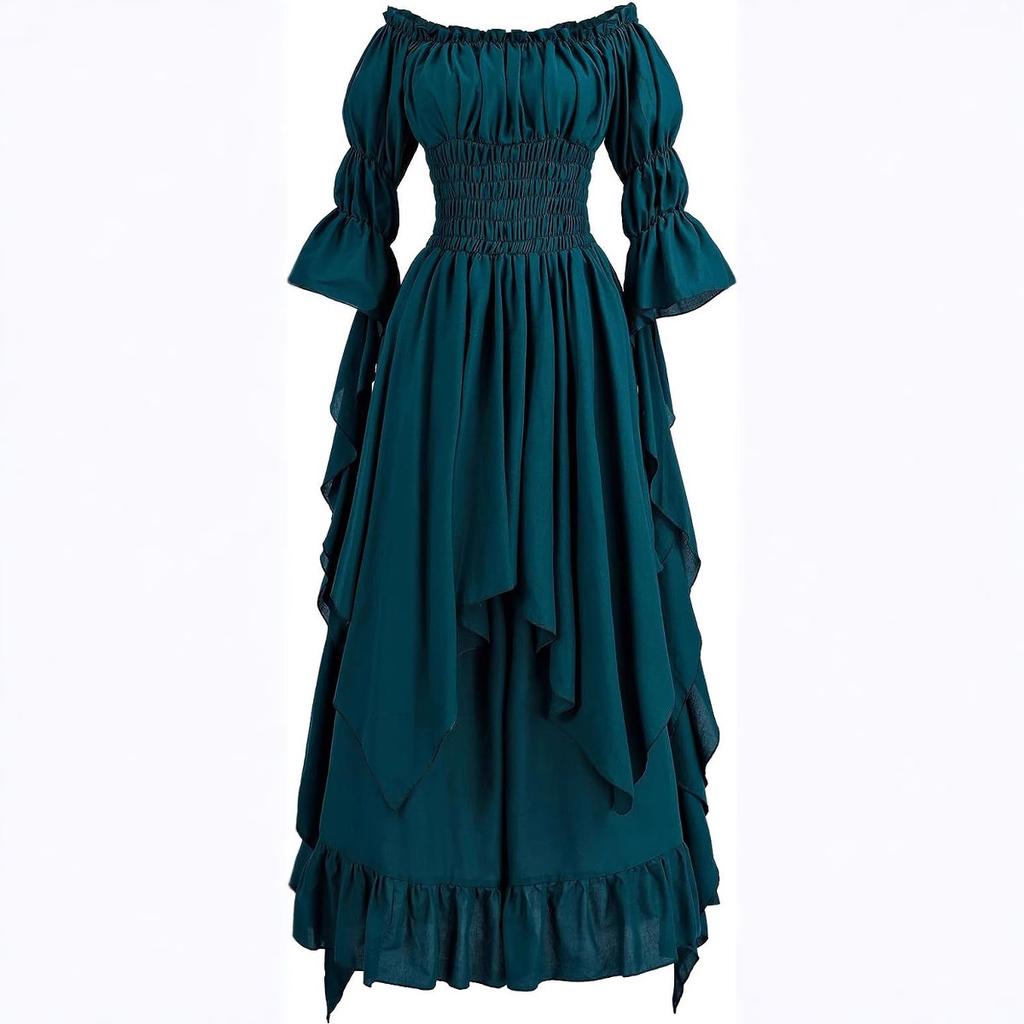Medieval Halloween Cos Revival Dress Bundled Waist Palace Style Long Skirt Europe and The United States