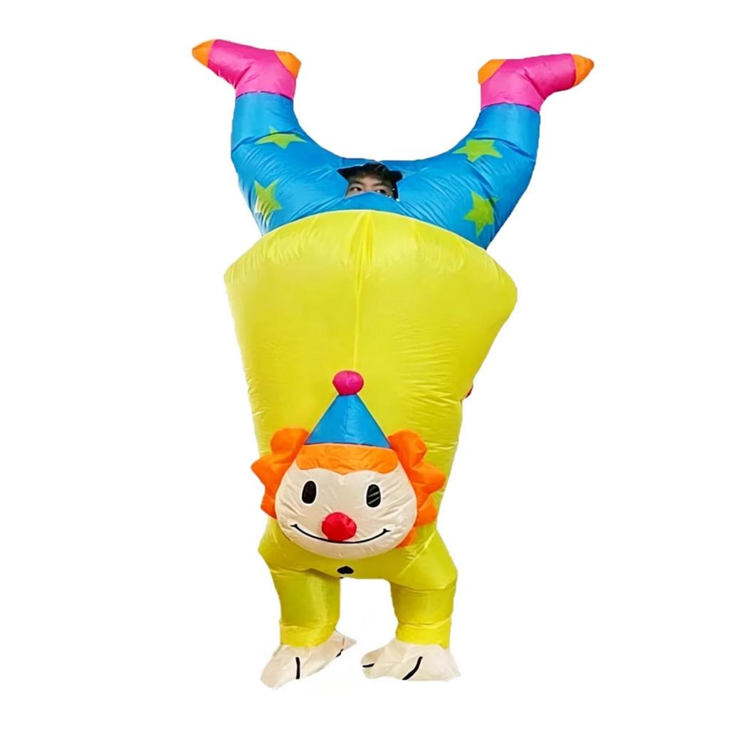 Inflatable Clown Costume Funny Suit with Blower Full-Body Jumpsuit for