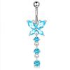 Damen Edelstahl Sexy Strand Schmetterling Zirkon Anhänger Perforierte Bauchnabelringe 10mm Vergoldet Drittanbieter-Zertifiziert Trendig