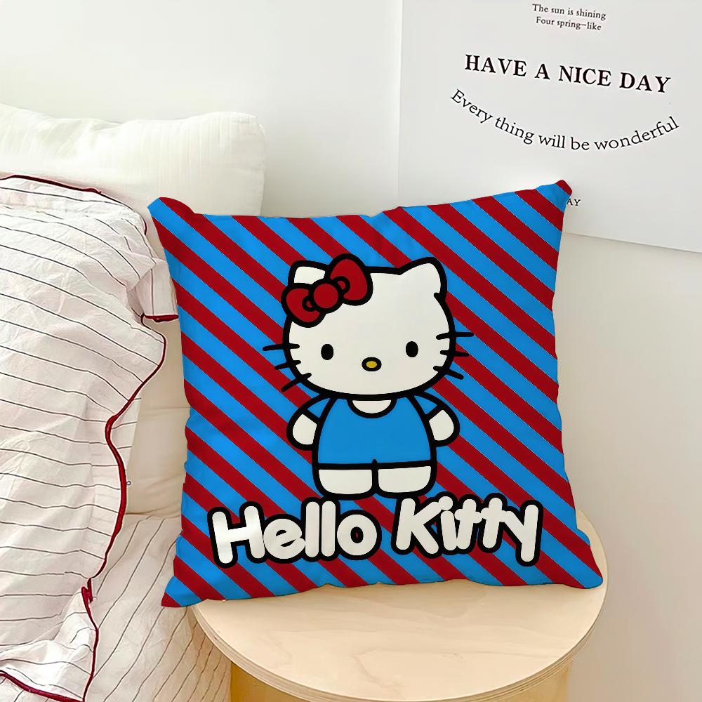 

Black Comfortable Soft Pillowcase Kawaii Hogar Sofa H-hello Cartoon Living Room Home Bedside K-kitty Decor Pillowcovers Gift sro 30cmx30cm
