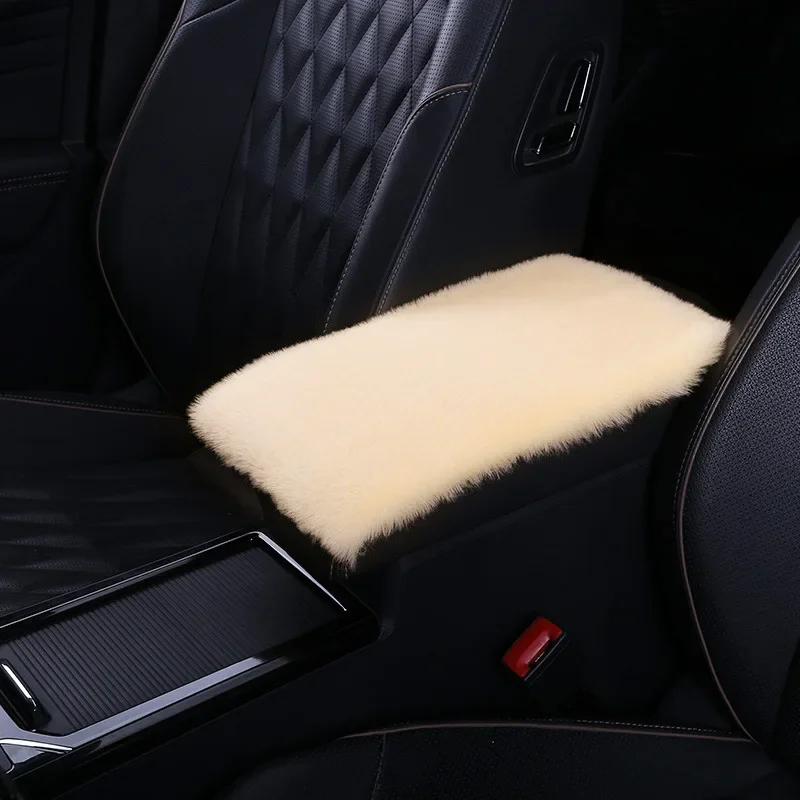 Universal Soft Furry Plush Armrest Box Pads Cover Center Console Polyester Armrest Pad Cushion Winter Car Interior Accessories